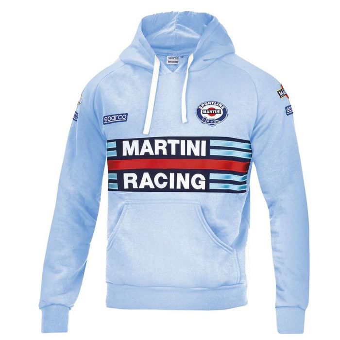 Sparco S01279MRCE2M Sudadera con Capucha Martini Racing Rayas Icónicas Azul Celeste Talla M - Mezcla Algodón Poliéster, Cálida y Cómoda Sparco S01279MRCE2M Sudadera con Capucha Martini Racing Rayas Icónicas Azul Celeste Talla M - Mezcla Algodón Poliéster, Cálida y Cómoda