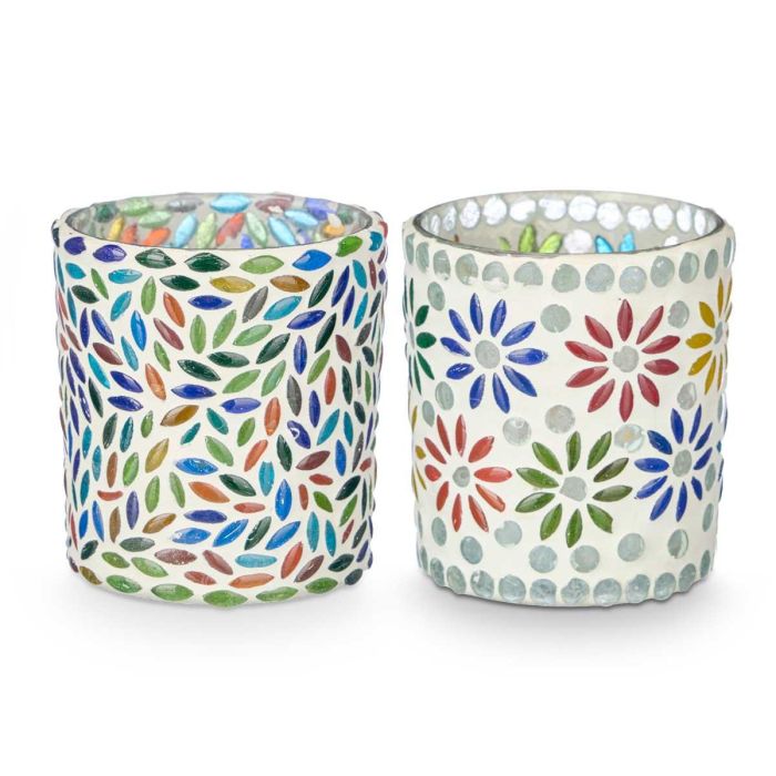 Giftdecor Portavelas Redondo Flores Surtidos de Vidrio Multicolor 8x9.5x8 cm (24 Unidades) 1 Giftdecor Portavelas Redondo Flores Surtidos de Vidrio Multicolor 8x9.5x8 cm (24 Unidades) 1