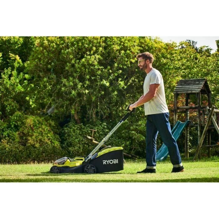 Cortacésped Híbrido RYOBI - Ø 37 cm - 2 baterías LithiumPlus 36V 5.0 Ah - Negro y Verde 4