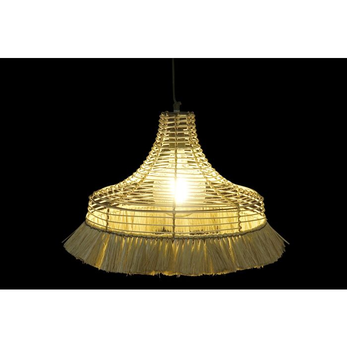 DKD Home Decor Lámpara de Techo Colonial de Yute Natural Hecha a Mano 45x45x36 cm con Soporte E27 para Bombilla 40W Desmontable 1