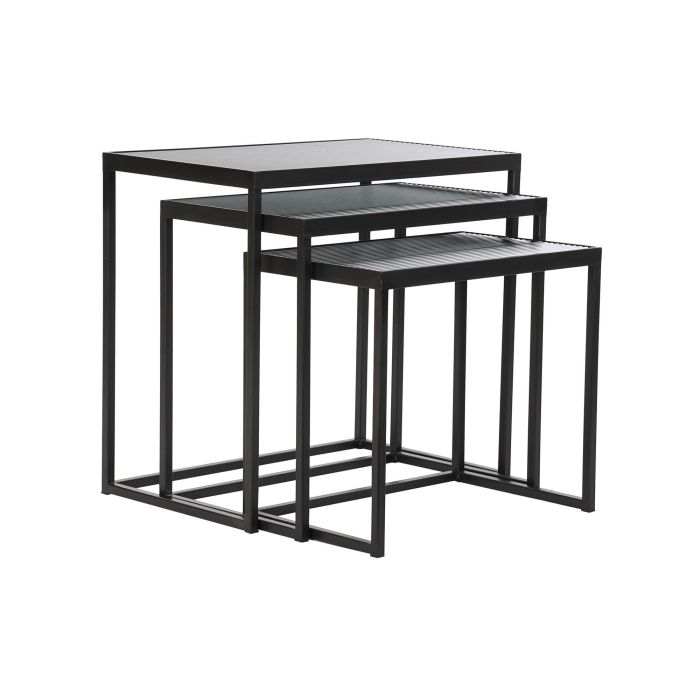 DKD Home Decor Mesita Auxiliar Loft Negra, Set de 3 Mesas Auxiliares de Diseño Industrial Moderno - Metal y Cristal - 58x36.5x53.5 cm 3 DKD Home Decor Mesita Auxiliar Loft Negra, Set de 3 Mesas Auxiliares de Diseño Industrial Moderno - Metal y Cristal - 58x36.5x53.5 cm 3