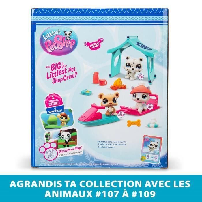 Bandai BAN3701405822880 Littlest Pet Shop Pack Temático Nieve 3 Mascotas y Accesorios 3