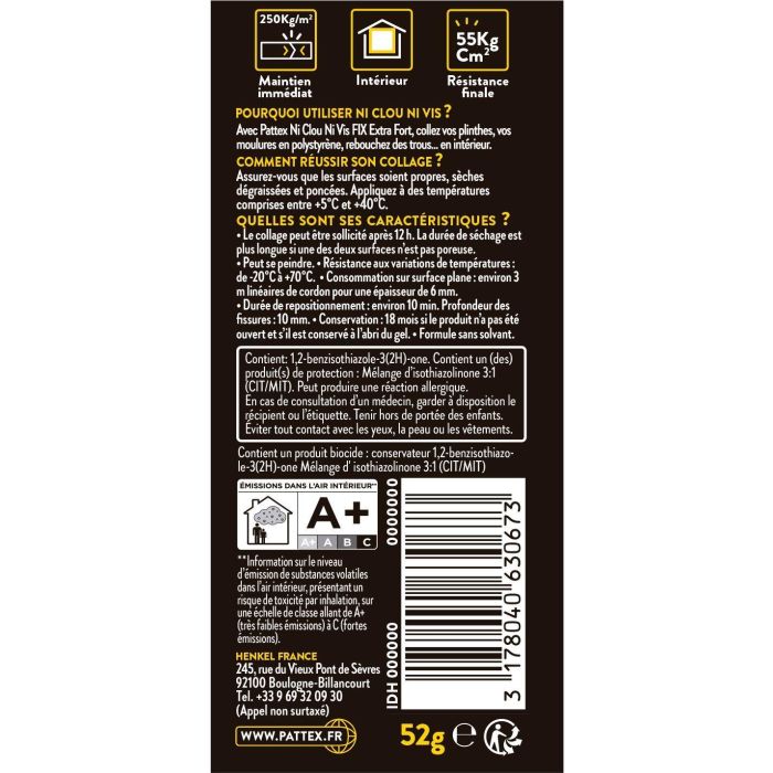 Pattex Pegamento Ni Clavo Ni Tornillo 52g - Adhesivo Fijación Fuerte Sin Taladros para Múltiples Superficies: Madera, Hormigón, Ladrillo, Yeso 1 Pattex Pegamento Ni Clavo Ni Tornillo 52g - Adhesivo Fijación Fuerte Sin Taladros para Múltiples Superficies: Madera, Hormigón, Ladrillo, Yeso 1
