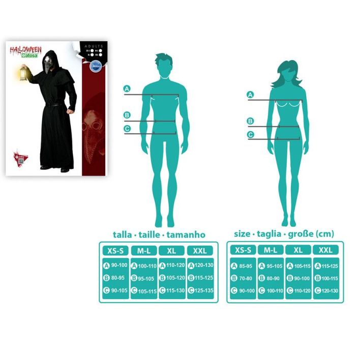 Disfraz Peste Túnica Con Capucha Negro Hombre Adulto XS-S 3