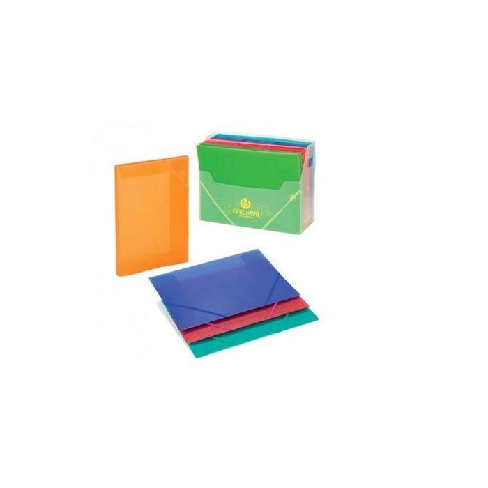 Carpeta De Gomas Y Solapas Carchivo Pp Trans. Fº Fluor Naranja 10 unidades