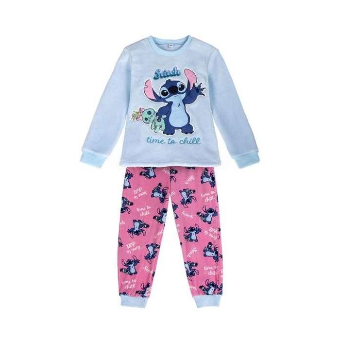 Cerdá Pijama Largo Velour con Aplicaciones de Stitch para Niños 12 Años