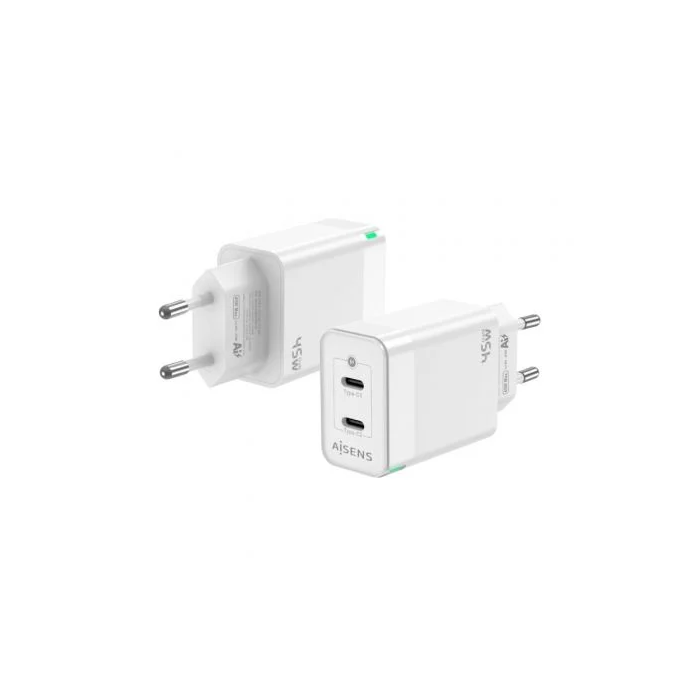 AISENS - CARGADOR GAN 45W, 2XUSB-C PD3.0 QC4.0, BLANCO 0 AISENS - CARGADOR GAN 45W, 2XUSB-C PD3.0 QC4.0, BLANCO 0