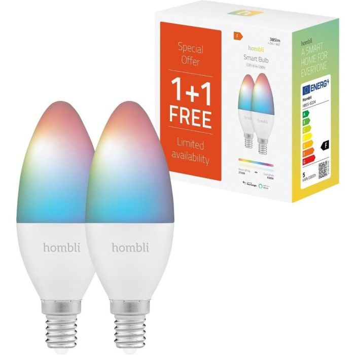 Hombli smarte Glühbirne. 4.5W. E14. RGB. CCT. 1+1 Promo Pack 2 Hombli smarte Glühbirne. 4.5W. E14. RGB. CCT. 1+1 Promo Pack 2