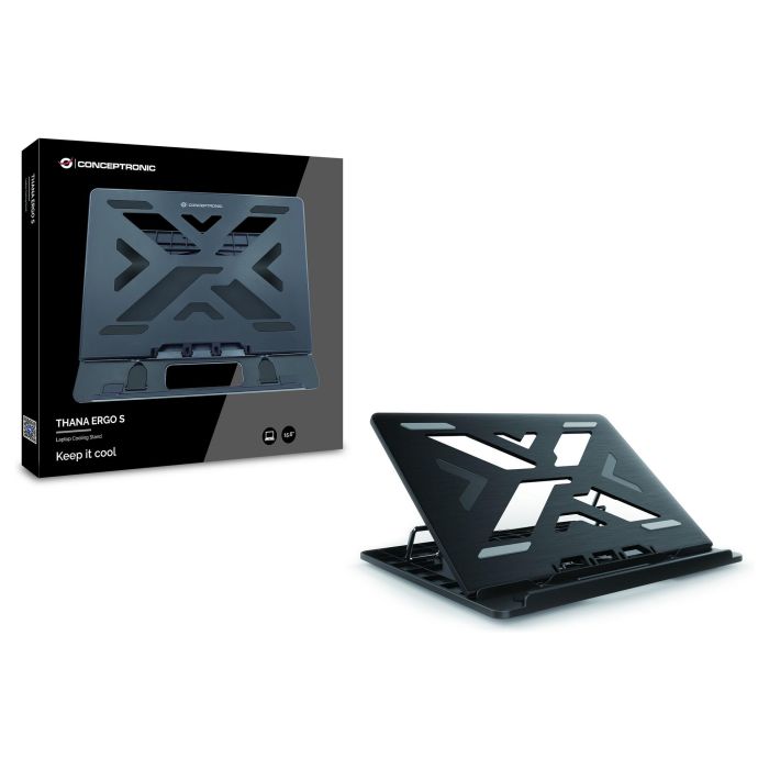Conceptronic Soporte Base Refrigeración Portátiles hasta 15.6" Ergonómico con Ajuste de Altura y Diseño Disipador de Calor 1