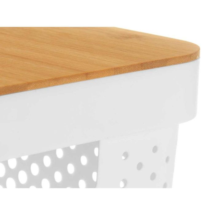 Caja Multiusos Kinvara CH52970 (25) Blanco Marrón Bambú Polipropileno 35,7 x 22 x 26,2 cm (4 Unidades) 1