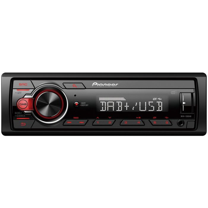 Pioneer MVH-130DAB Autorradio 1 DIN con Radio Digital DAB+, USB, Entrada Auxiliar y Compatibilidad Android, Negro/Rojo 0 Pioneer MVH-130DAB Autorradio 1 DIN con Radio Digital DAB+, USB, Entrada Auxiliar y Compatibilidad Android, Negro/Rojo 0
