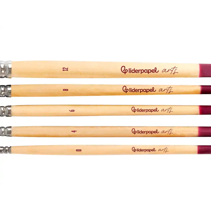 Liderpapel Set de 5 Pinceles Acuarela Pelo de Pony Virola Cromada Certificado FSC 4
