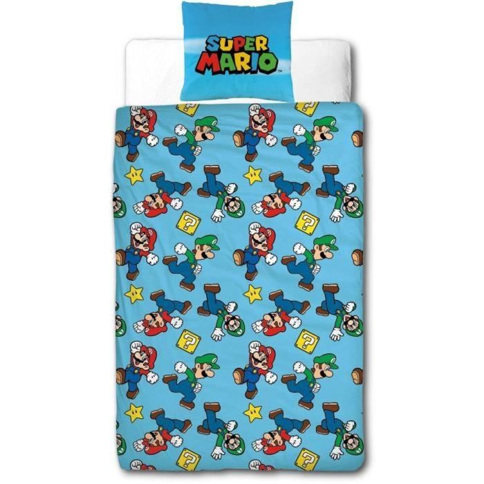Mario Bros Juego de Cama Mario y Luigi Microfibra 1 Funda Nórdica 140 x 200 cm + 1 Funda de Almohada 63 x 63 cm 2