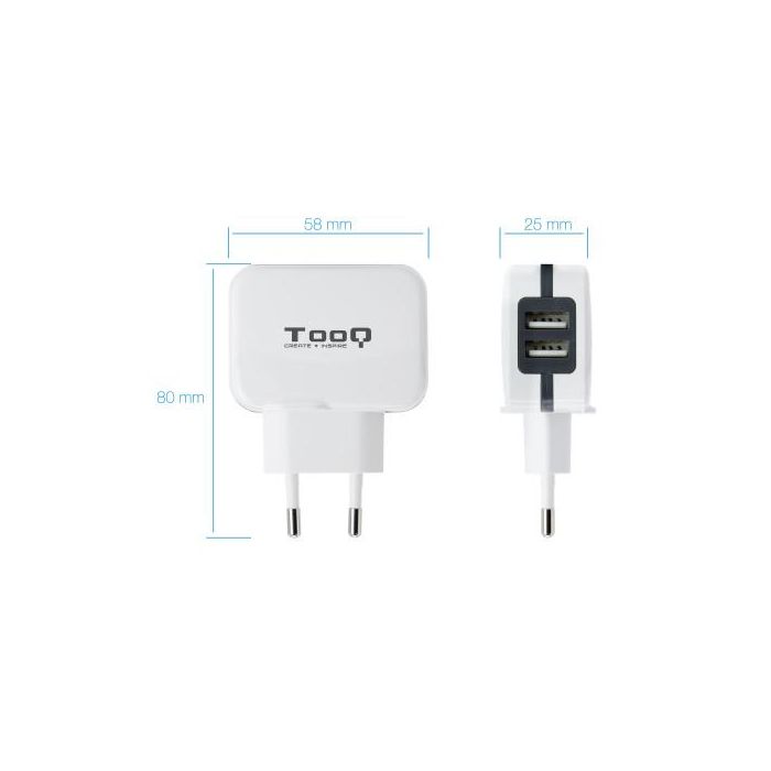 Cargador de Pared TooQ TQWC-1S02WT USB x 2 17W Blanco 17 W 1