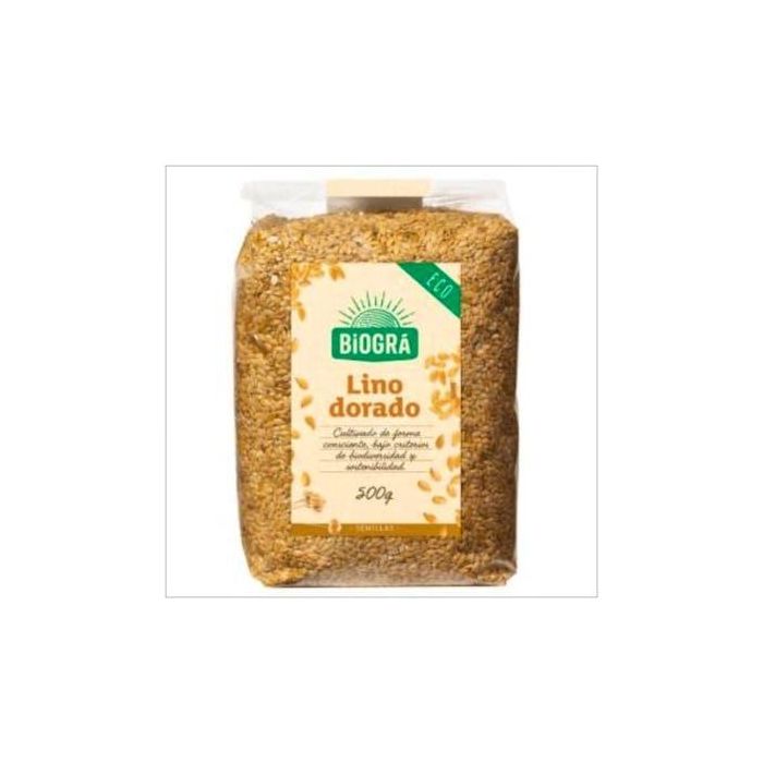 BIOGRA Semillas de Lino Dorado 500g Bio - Ricas en Fibra, Veganas, para una dieta saciante y nutritiva