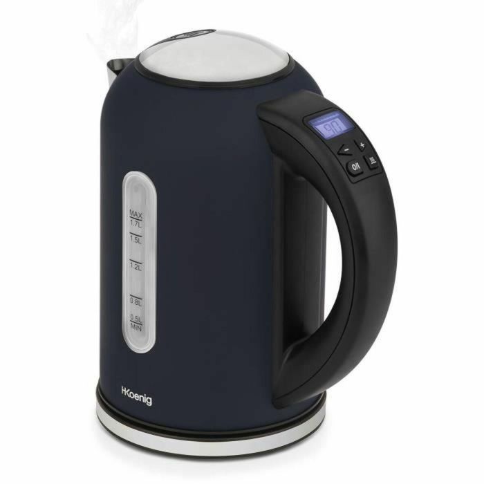 Hervidor programable - HKoeNIG - Boe56 - 1,7L - 2200 W - Temperatura regulable - Pantalla LCD - Azul noche mate y acero inoxidable 3