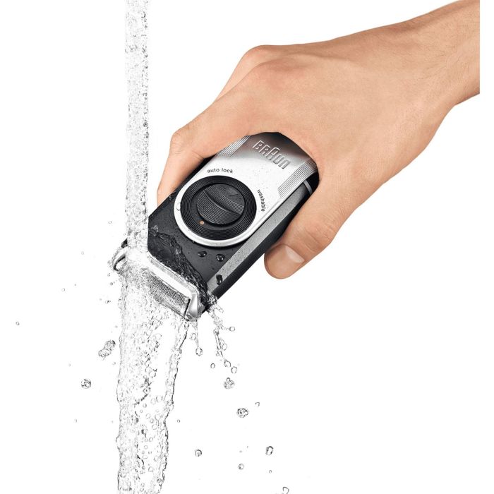 Braun MobileShave M-90 - Afeitadora Eléctrica Portátil Recargable Lavable con Recortador de Precisión y Bloqueo de Viaje, Azul/Plata 1 Braun MobileShave M-90 - Afeitadora Eléctrica Portátil Recargable Lavable con Recortador de Precisión y Bloqueo de Viaje, Azul/Plata 1