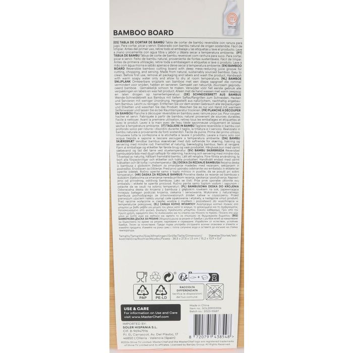 Tabla de cortar bambú 38.5 x 27.5 x 1.5 cm - Masterchef (6 Unidades) 10 Tabla de cortar bambú 38.5 x 27.5 x 1.5 cm - Masterchef (6 Unidades) 10