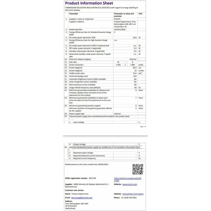 Philips 24E2N1100LB Monitor de PC 24" FHD VA, 1ms, 100Hz, Sincronización Adaptativa 1 Philips 24E2N1100LB Monitor de PC 24" FHD VA, 1ms, 100Hz, Sincronización Adaptativa 1