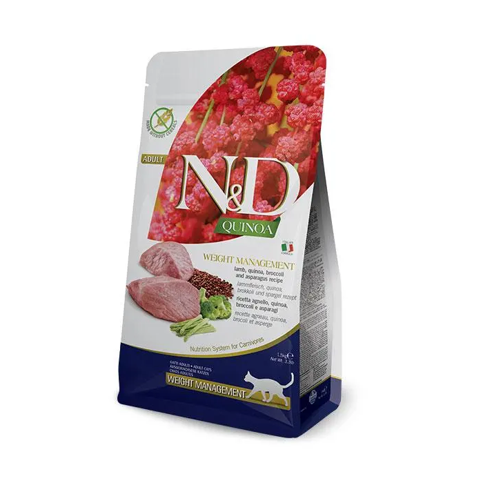 Farmina N&D Cat Quinoa Weight Management Cordero - Alimento para gatos con quinoa y cordero, 1.5 kg Farmina N&D Cat Quinoa Weight Management Cordero - Alimento para gatos con quinoa y cordero, 1.5 kg
