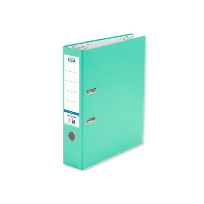 Elba Archivador de Palanca de Cartón Forrado PVC, Folio, Lomo 80 mm, Verde Menta con Cantoneras y Rado Top