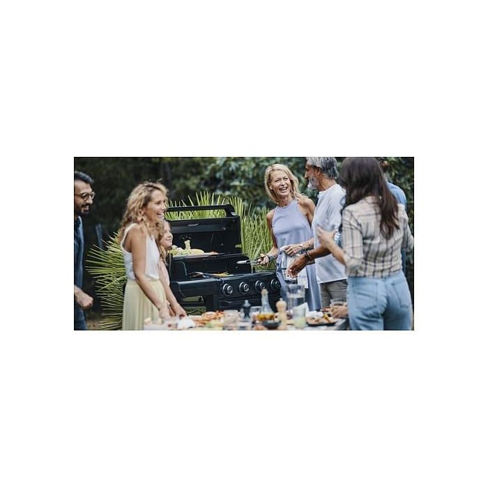 Campingaz 4 Series Onyx S 37386 Parrilla de Gas, 4 Zonas con Encendido Electrónico, Termómetro y Carro, Superficie 720 x 460 mm, Color Negro