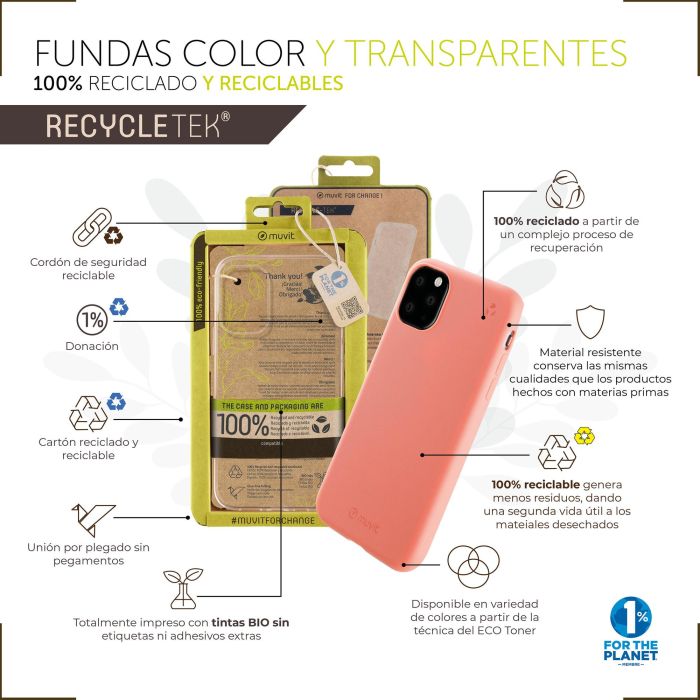Muvit Funda Recycletek para Oppo A78 5G, material reciclado, variedad de colores 1 Muvit Funda Recycletek para Oppo A78 5G, material reciclado, variedad de colores 1