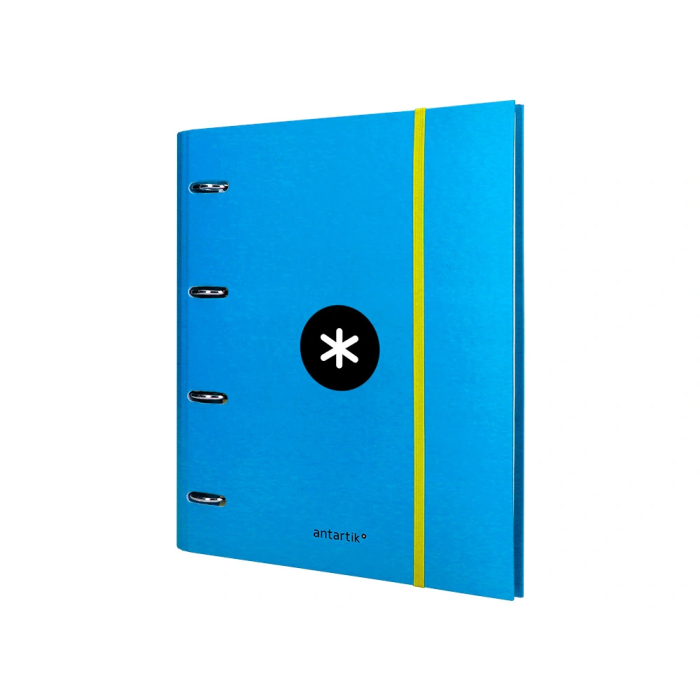 Antartik Carpeta con recambio a4 cuadro 5mm forrada 4 anillas 40mm redondas con solapa color azul 4