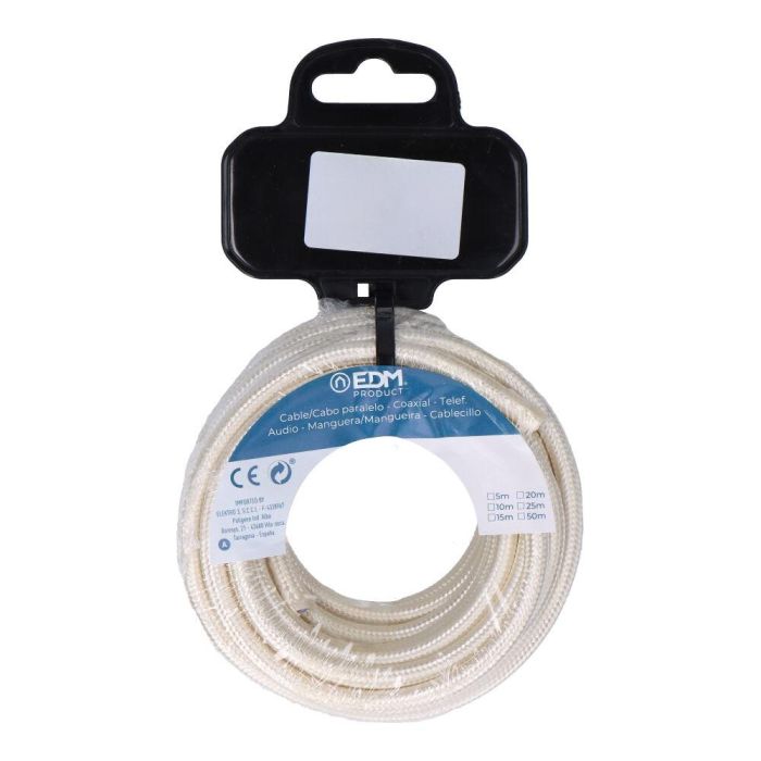 Edm Carrete cable cordón tubular H03VV-F 2 x 0,75 mm² beige, 5 m 1 Edm Carrete cable cordón tubular H03VV-F 2 x 0,75 mm² beige, 5 m 1
