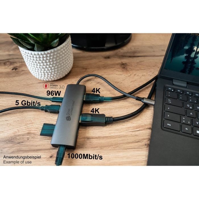 GoodConnections HUB-C001A USB-C HUB 10-Port: 2xHDMI, 1xDP, 1xUSB-C, 2xUSB 3.0, 1xUSB 2.0, 1xRJ45, Lector de Tarjetas Anthrazit 4