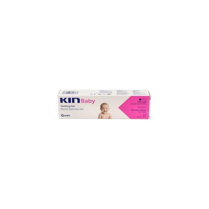 Kin Bálsamo Encías Gel Bebés para Erupción de Dientes con Manzanilla, Salvia y Provitamina B5 Sabor Fresa 30 ml Sin Alcohol