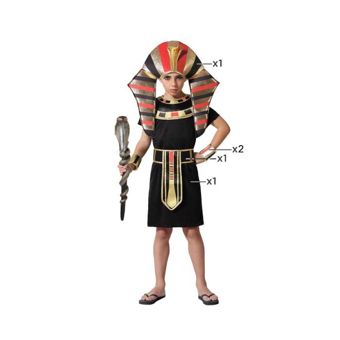 Disfraz Faraón para Niño 5-6 Años, Multicolor, Temática Historia - Incluye Túnica, Cinturón, Brazaletes y Accesorio Cabeza. Ideal Carnaval y Fiestas.