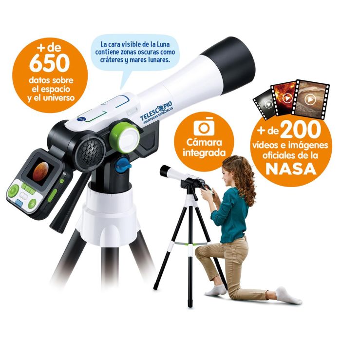 V-Tech 80-614522 Telescopio Multimedia Pantalla Color, 200 Vídeos NASA/ESA, Trípode, 20 Tarjetas Planetas +7 años 3