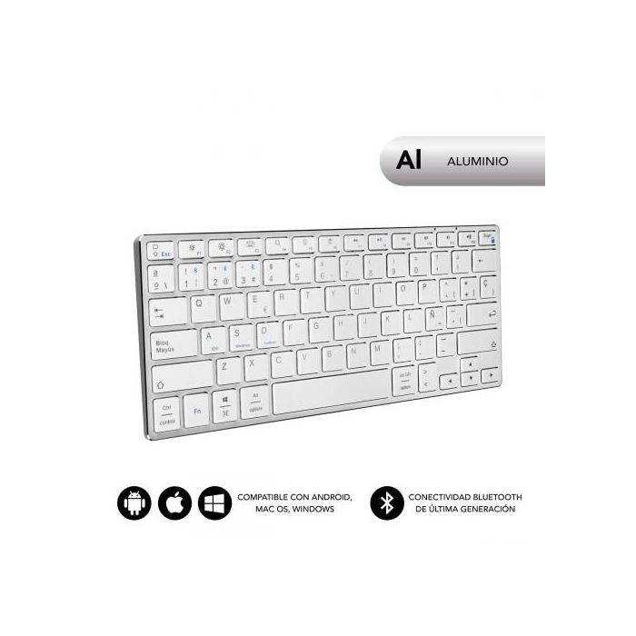 SUBBLIM Teclado Wireless Bluetooth Aluminio Advance Compact Silver