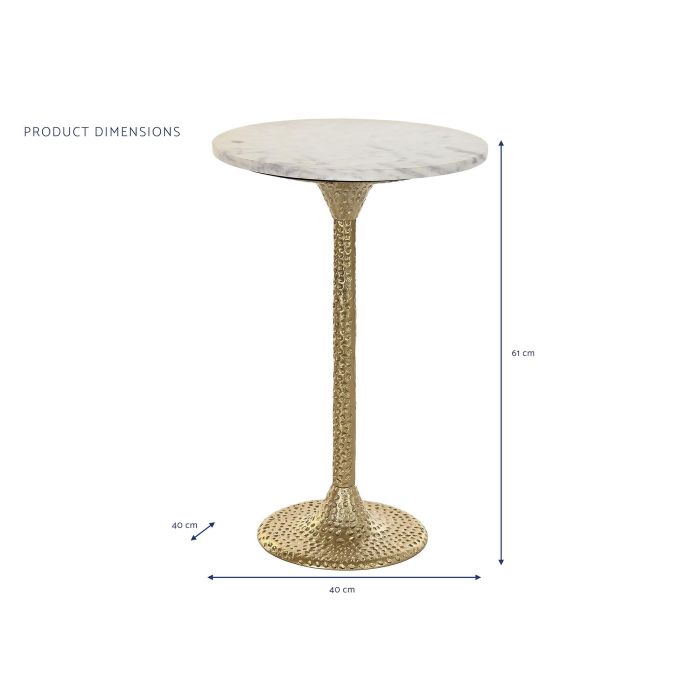 DKD Home Decor Mesita Auxiliar Glam, Aluminio y Mármol, Dorado y Blanco, Desmontable, 40x61x40 cm 4