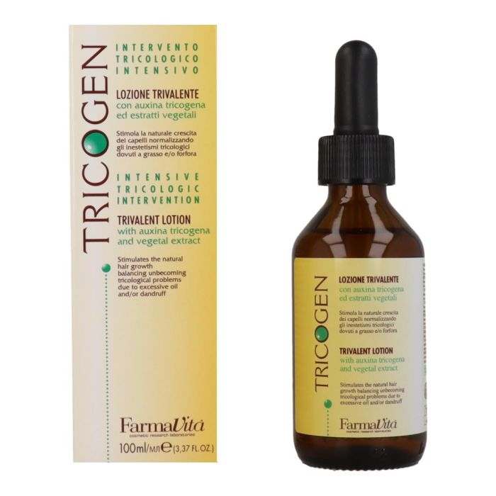 Farmavita Tricogen Trivalent Loción Anticaída 100 ml - Estimula, Purifica y Regula Sebo