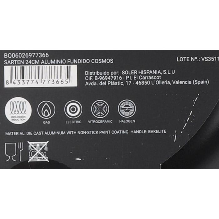 Sartén de aluminio fundido Cosmos Quttin 24 cm (6 Unidades) 12 Sartén de aluminio fundido Cosmos Quttin 24 cm (6 Unidades) 12