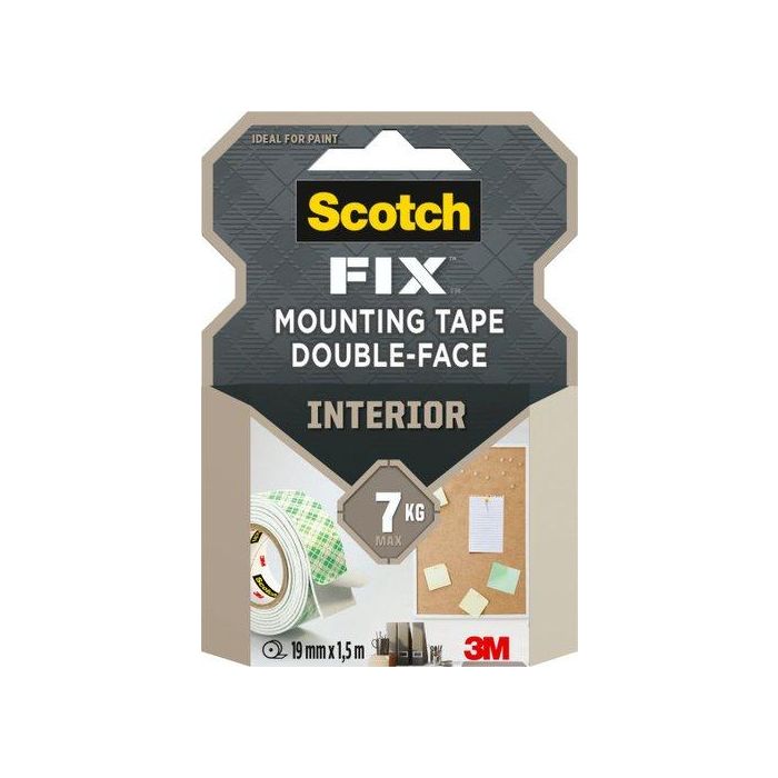 Scotch Cinta Doble Cara de Montaje para Interiores, Soporta hasta 7 kg, 19mm x 1,5m Scotch Cinta Doble Cara de Montaje para Interiores, Soporta hasta 7 kg, 19mm x 1,5m
