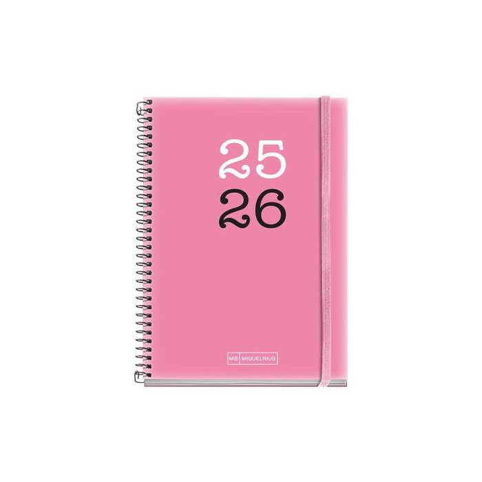 Agenda Escolar (2025-26) Miquelrius College Espiral Tapa Pp Con Goma Activa 8º 117X174 D/P Rosa