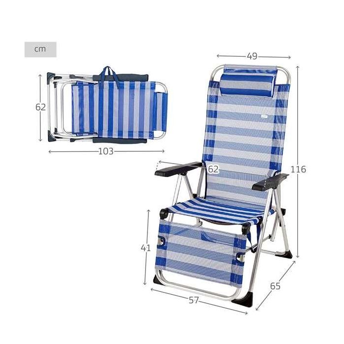 Tumbona de playa reclinable aluminio con cojín aktive 149x49x78/116 cm 3 Tumbona de playa reclinable aluminio con cojín aktive 149x49x78/116 cm 3
