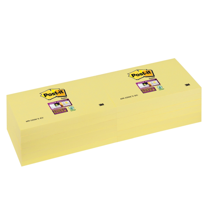 Post-it Bloc de Notas Adhesivas Super Sticky 76x76 mm Amarillo Canario con 12 Blocs Individuales 1