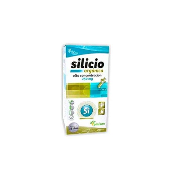 PINISAN Silicio Orgánico 250mg 250ml. Con Vitamina C y Zinc. Apoya Articulaciones. 100% Vegano.