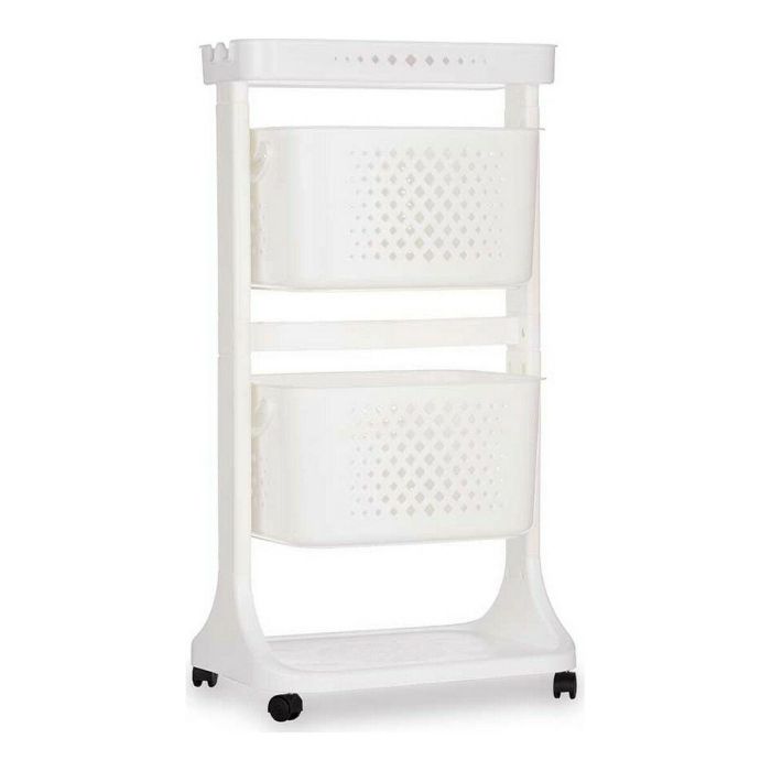 Verdulero de plástico Kinvara, 2 alturas con ruedas, blanco, 35x82x43 cm Verdulero de plástico Kinvara, 2 alturas con ruedas, blanco, 35x82x43 cm
