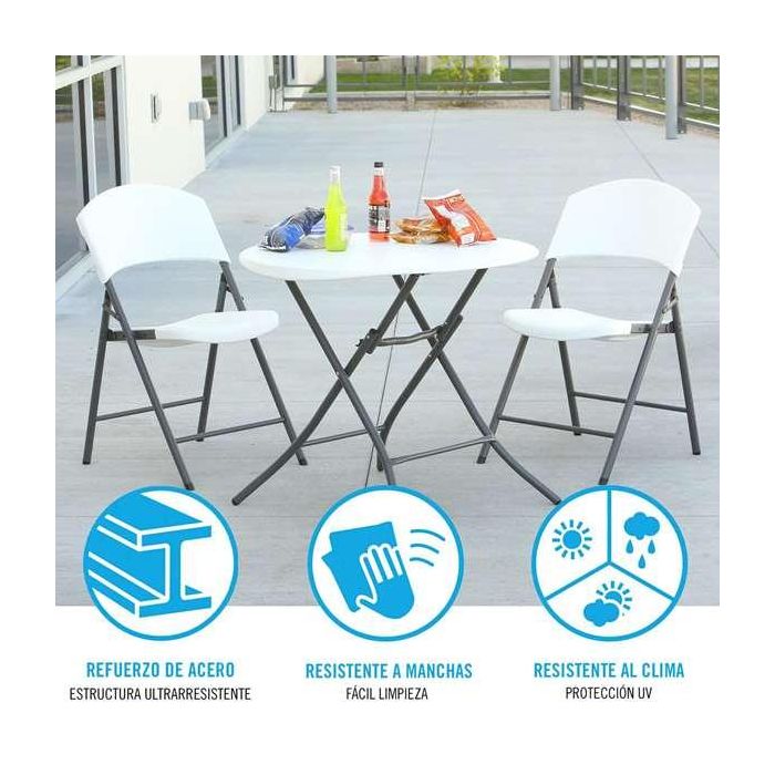 Mesa auxiliar Lifetime Blanco 83,5 x 73,5 x 83,5 cm Acero Plástico 3