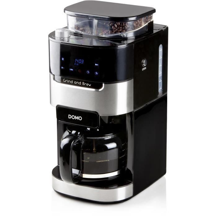 DOMO DO721K - Cafetera 1.5L - 12 tazas - Pantalla LCD, botones táctiles - Molinillo de café integrado - Temporizador - 3 intensidades DOMO DO721K - Cafetera 1.5L - 12 tazas - Pantalla LCD, botones táctiles - Molinillo de café integrado - Temporizador - 3 intensidades