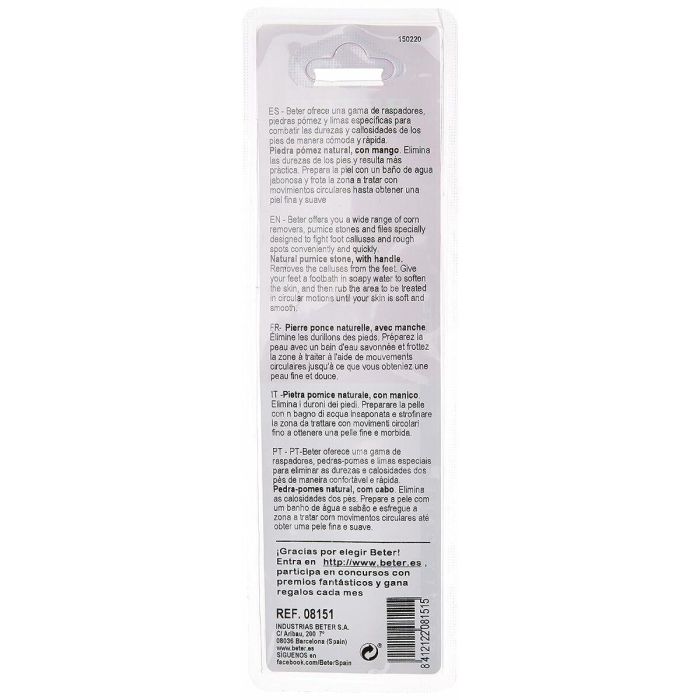 Beter Piedra Pómez con Mango Ergonómico 17cm, Accesorio Pedicura Profesional Quitadurezas para Pies Suaves, 1 Unidad 2