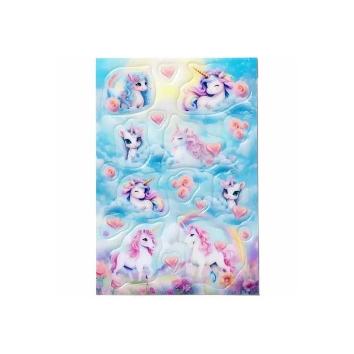 HERMA 15777 Sticker MAGIC HAPPY UNICORN TRANSPUFFY - Adhesivo Permanente Multicolor para Niña