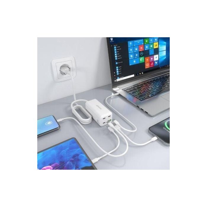 Cargador Sobremesa GaN Aisens ASCH-100W4P053-W/ 3xUSB Tipo-C/ 1xUSB/ 100W 4 Cargador Sobremesa GaN Aisens ASCH-100W4P053-W/ 3xUSB Tipo-C/ 1xUSB/ 100W 4