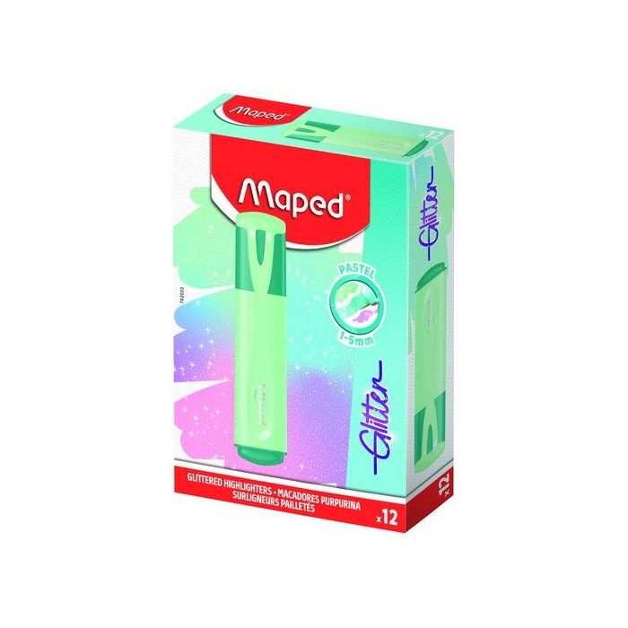 Marcador Fluor Maped Fluo Glitter Verde