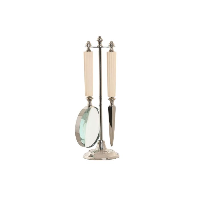 Lupa De Mano Colonial DKD Home Decor Blanco Plateado 8 x 30 x 8 cm Set de 2 Lupa De Mano Colonial DKD Home Decor Blanco Plateado 8 x 30 x 8 cm Set de 2